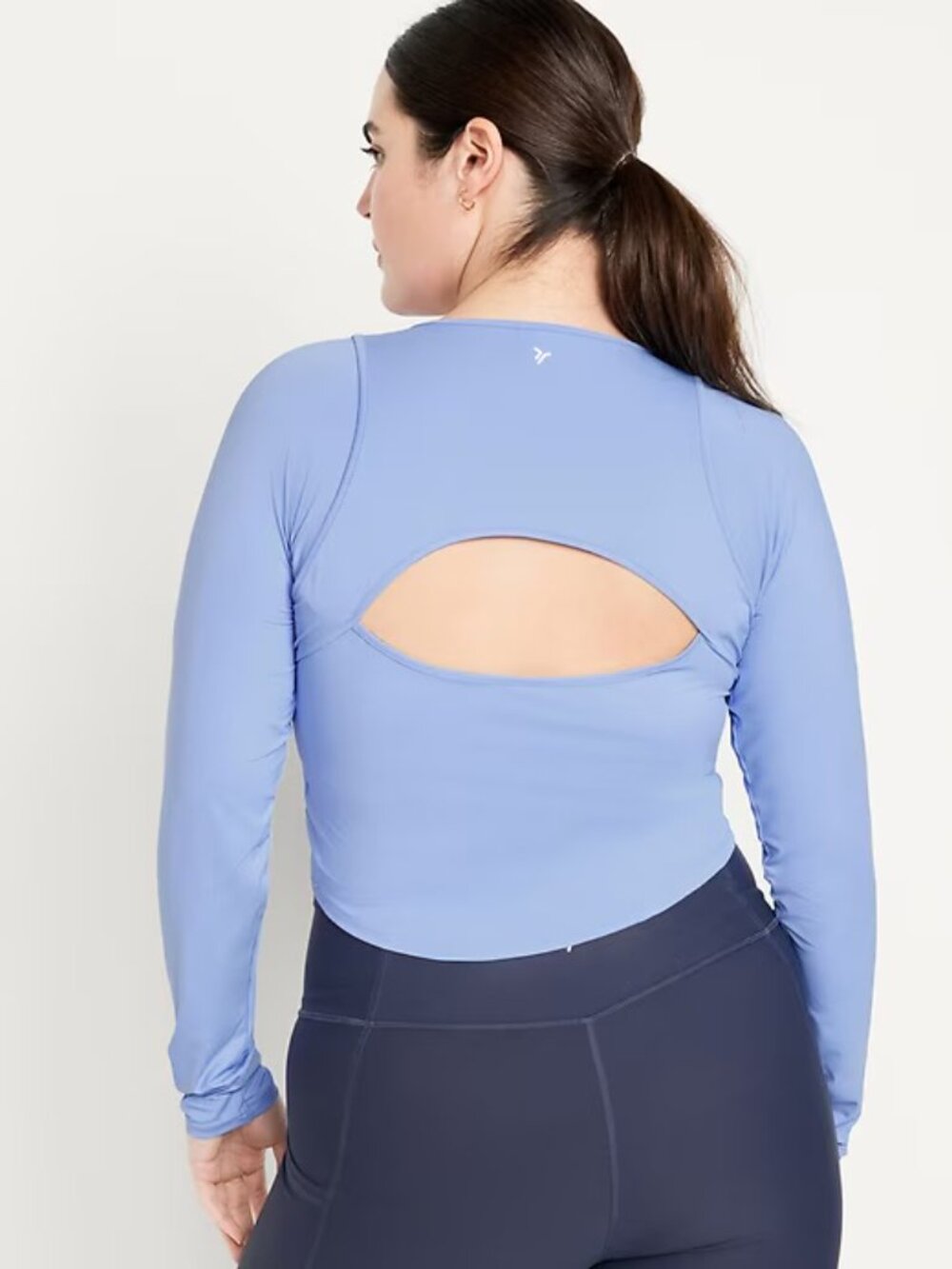 Lot of 2 Old Navy FlowForm Active Long Sleeve Workout Crop Tops, Black & Blue, M
